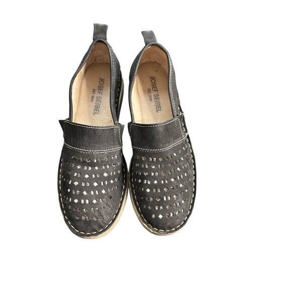 Josef Seibel Women's Sofie 27 Black Perforated Espadrille 38/7-7.5 - Picture 1 of 9